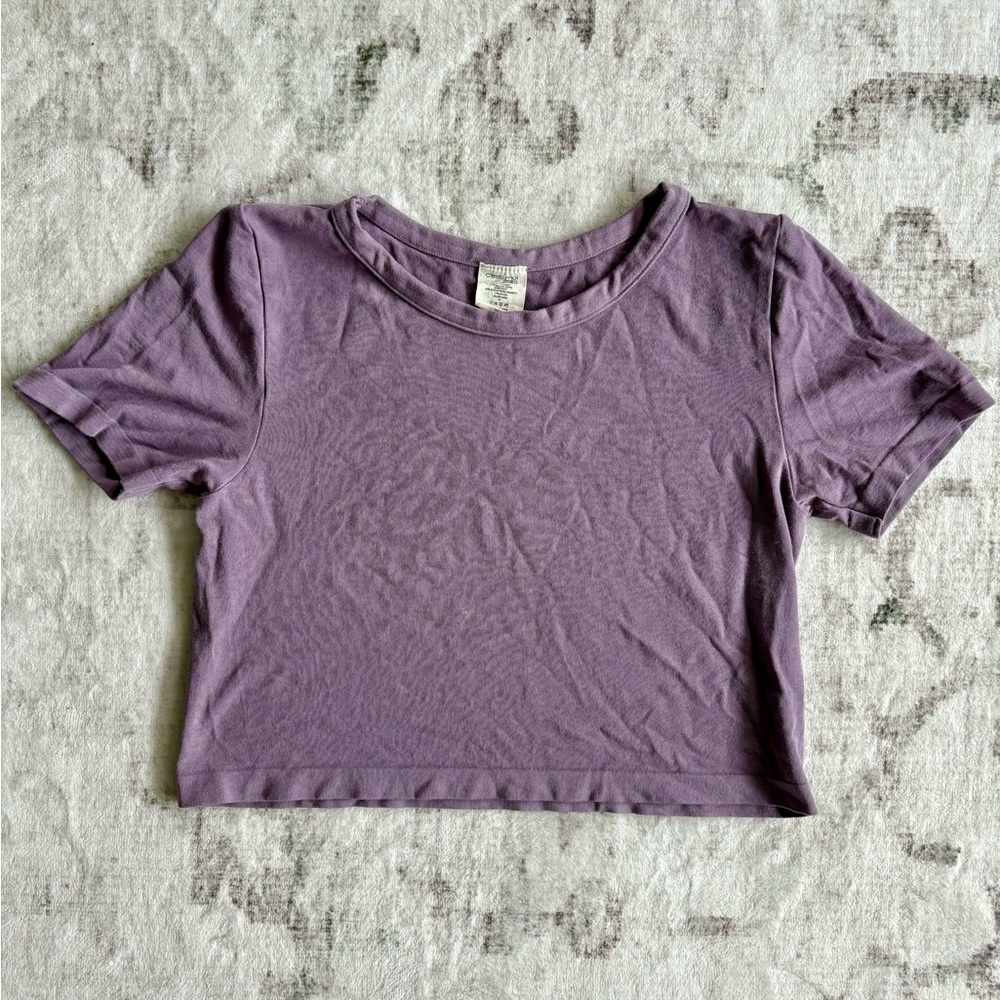 Purple Fitted Crop Short Sleeve Tee